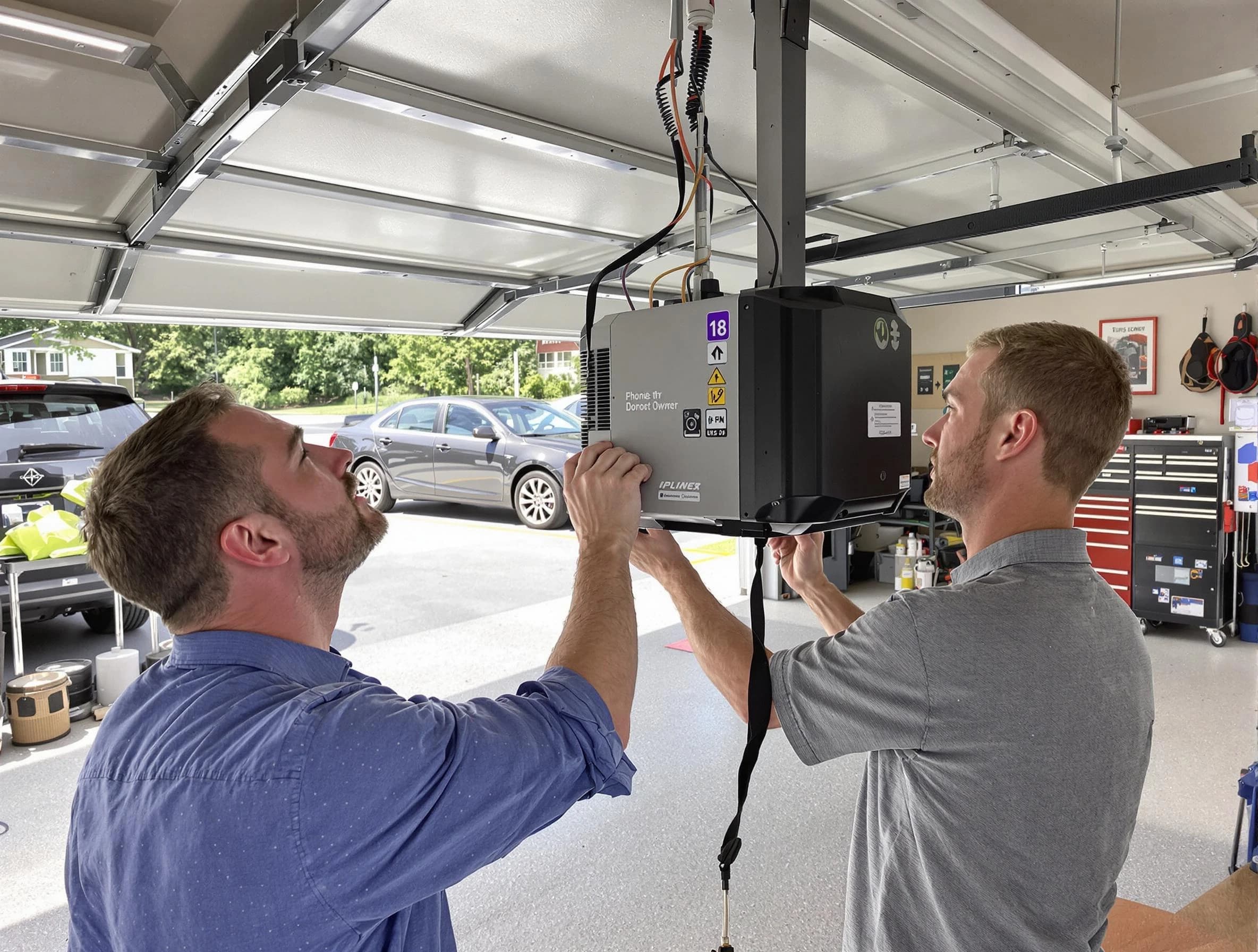 Westfield Garage Door Repair technician installing garage door opener in Westfield