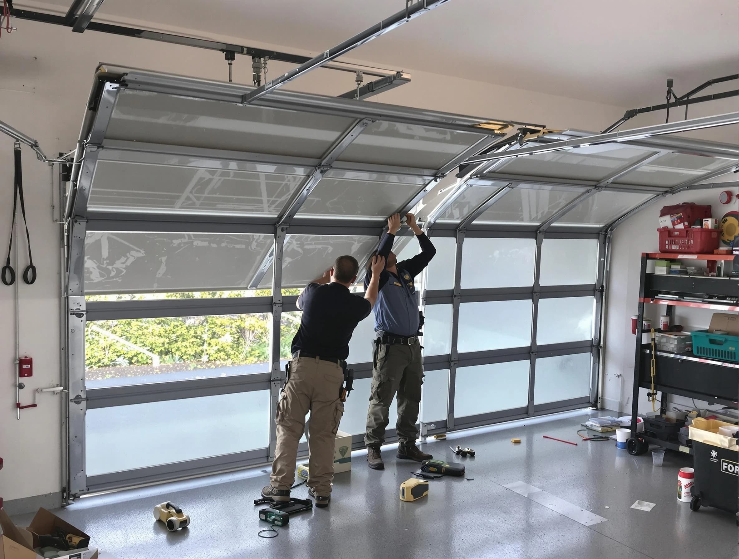 Westfield Garage Door Repair expert performing precise panel replacement on Westfield garage door